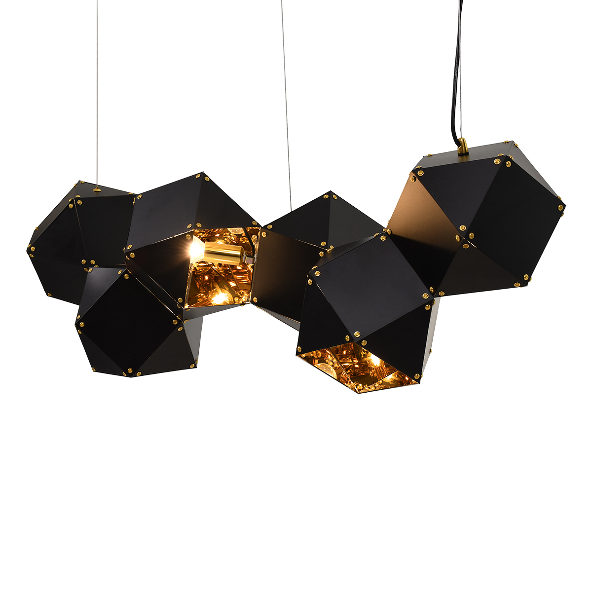 GloboStar®-WELLES-Replica-00797-Μοντέρνο-Κρεμαστό-Φωτιστικό-Οροφής-Πολύφωτο-6-x-E14-Μεταλλικό-Μαύρο-Χρυσό-Μ98-x-Π32-x-Υ30cm-3