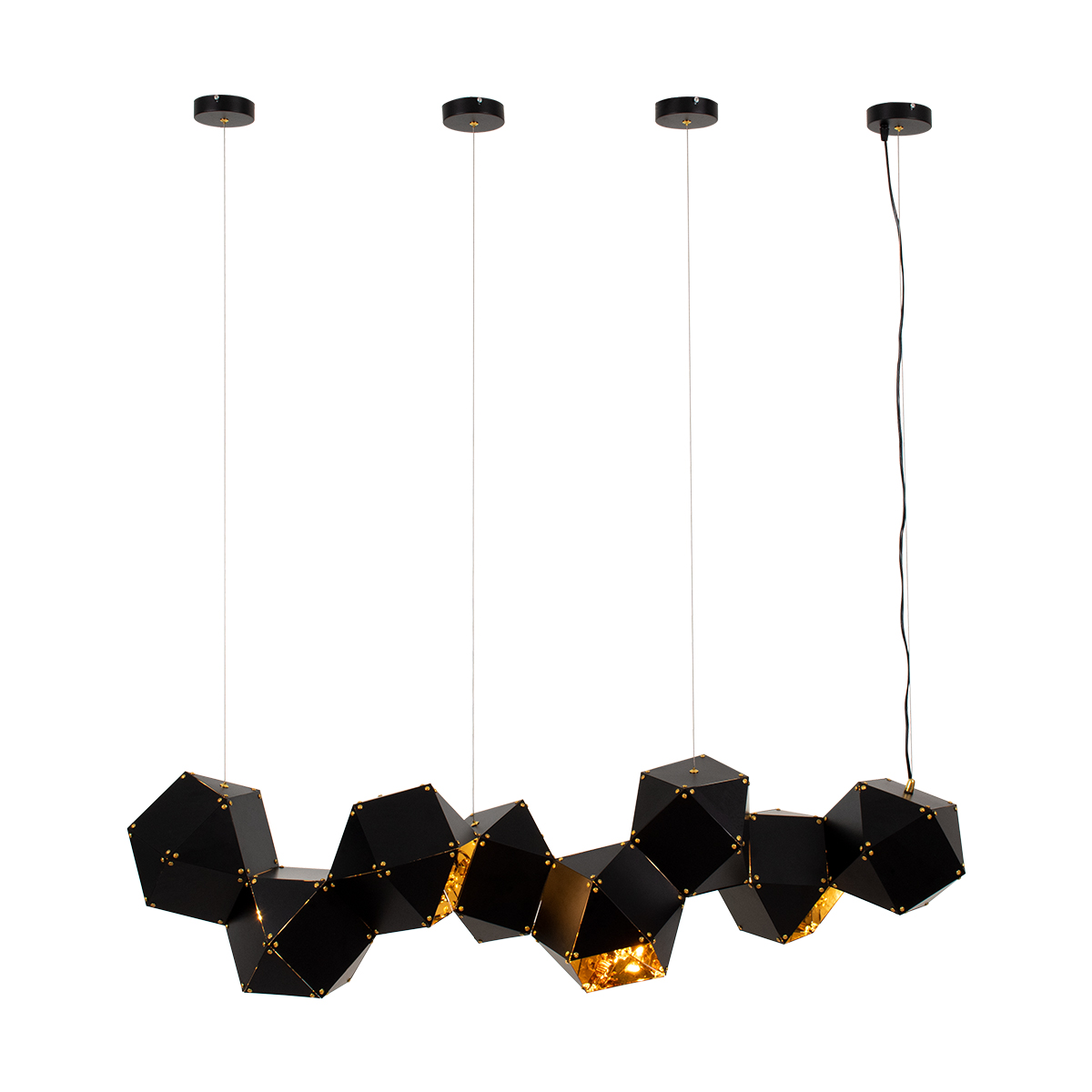GloboStar®-WELLES-Replica-00798-Μοντέρνο-Κρεμαστό-Φωτιστικό-Οροφής-Πολύφωτο-8-x-E14-Μεταλλικό-Μαύρο-Χρυσό-Μ130-x-Π32-x-Υ30cm-2