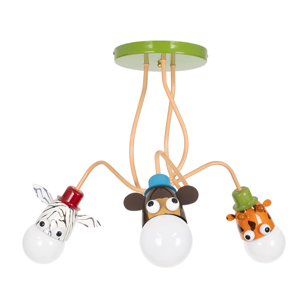 GloboStar®-ZOO-00641-Μοντέρνο-Κρεμαστό-Παιδικό-Φωτιστικό-Οροφής-Τρίφωτο-3-x-E27-Πολύχρωμο-Μεταλλικό-Φ80-x-Υ39cm-1