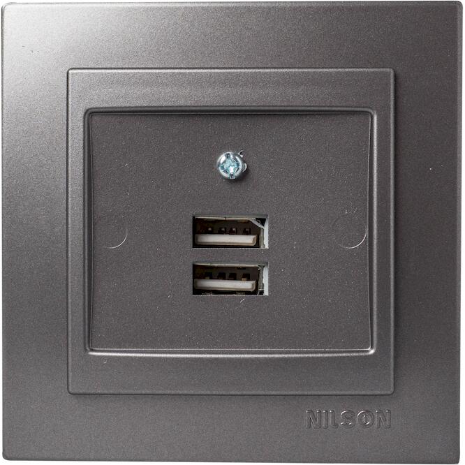 Ανθρακί πρίζα USB διπλή