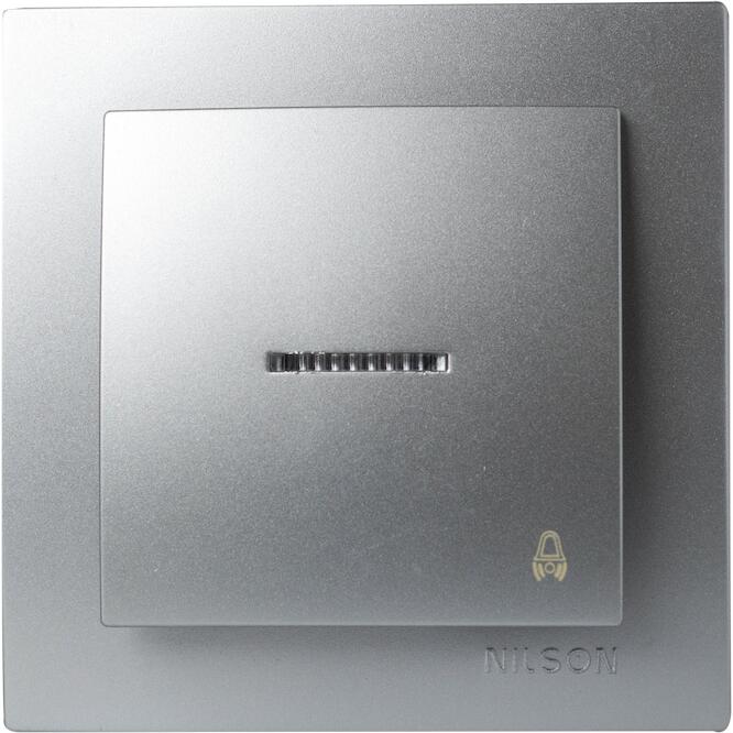 Ασημί μπουτόν κουδουνιού με ενδεικτική λυχνία 12V