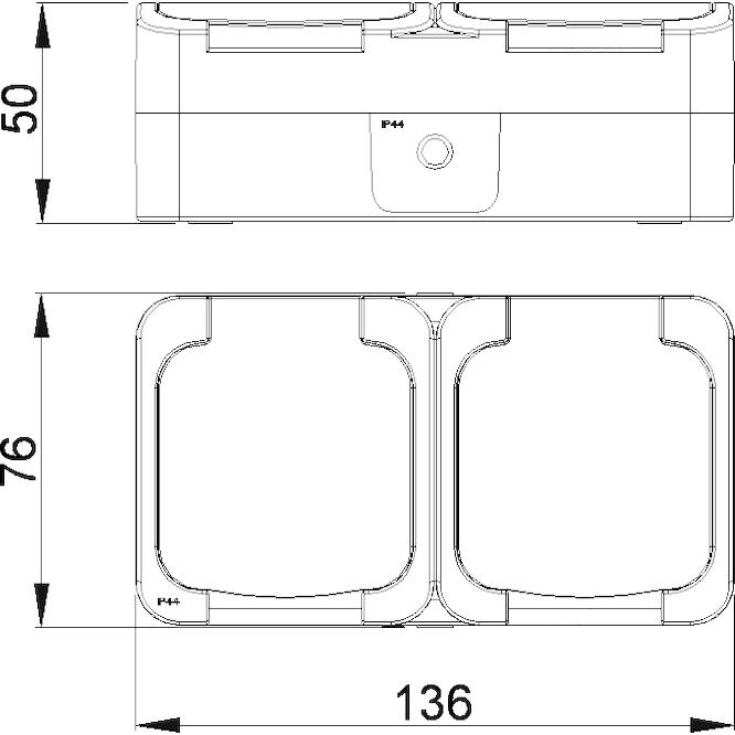 Επίτοιχη  διπλή πρίζα σούκο  ΙΡ44 γκρι