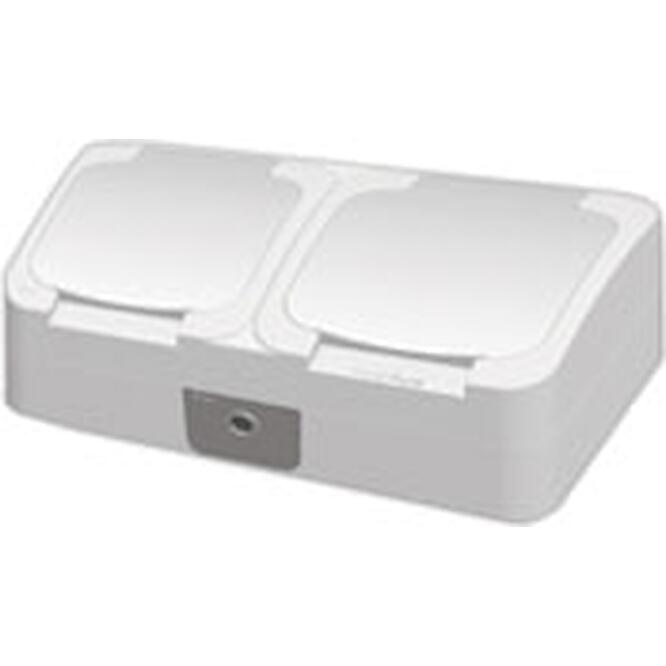 Επίτοιχη διπλή πρίζα σούκο ΙΡ44 λευκή