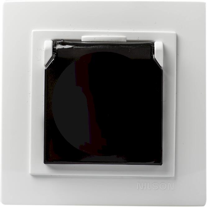 Λευκή πρίζα σούκο με προστασία και καπάκι