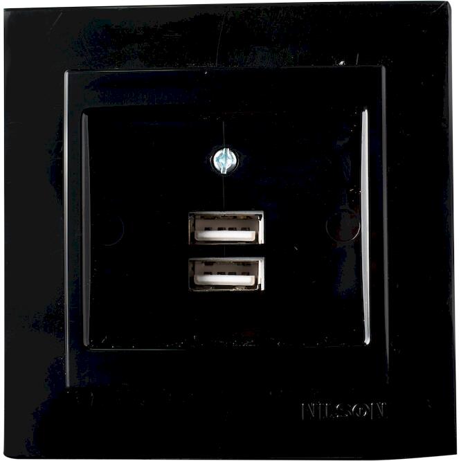 Μαύρη πρίζα USB διπλή