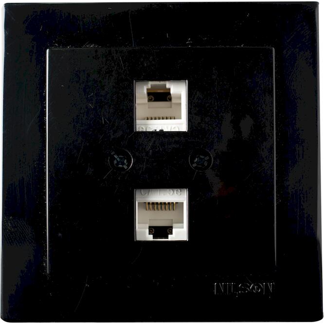 Μαύρη πρίζα δικτύου CAT5 διπλή