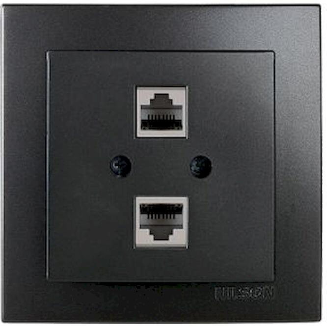 Μαύρη πρίζα δικτύου RJ45-CAT5-RJ11