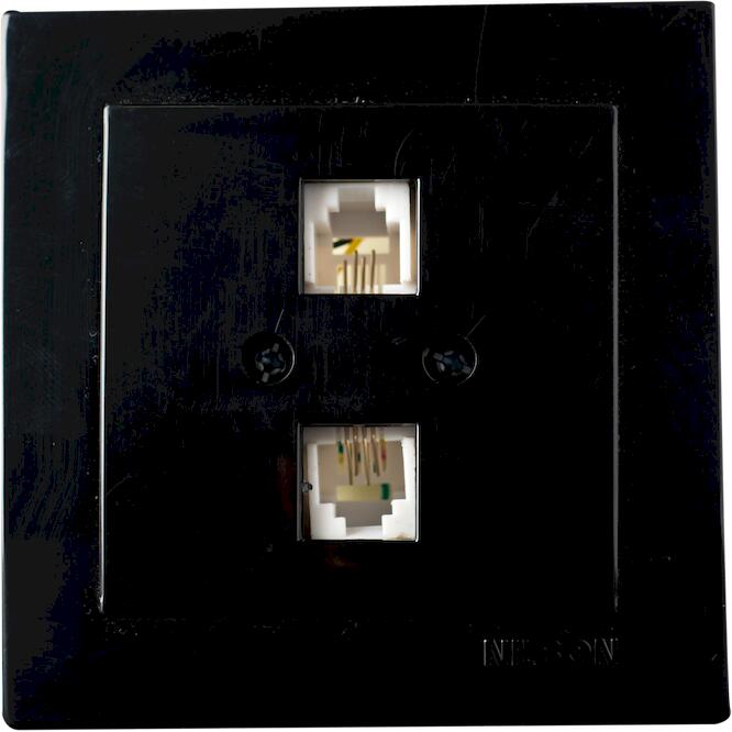 Μαύρη πρίζα τηλεφώνου διπλή