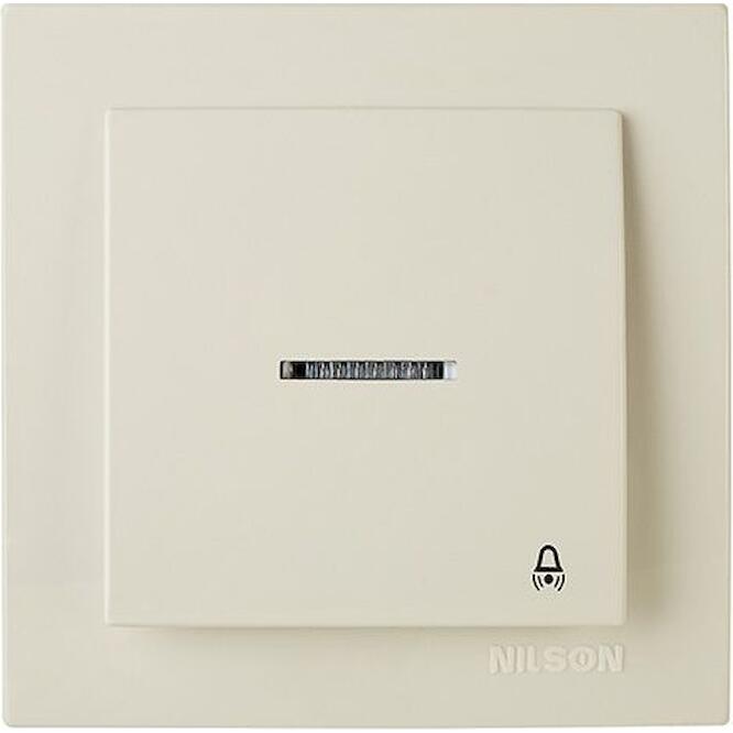 Μπέζ μπουτόν κουδουνιού με ενδεικτική λυχνία 12V