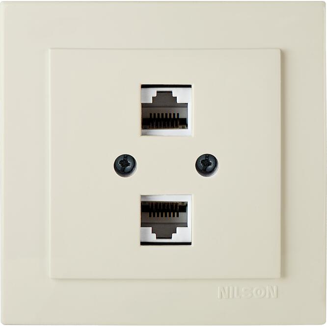 Μπέζ πρίζα δικτύου CAT5 διπλή