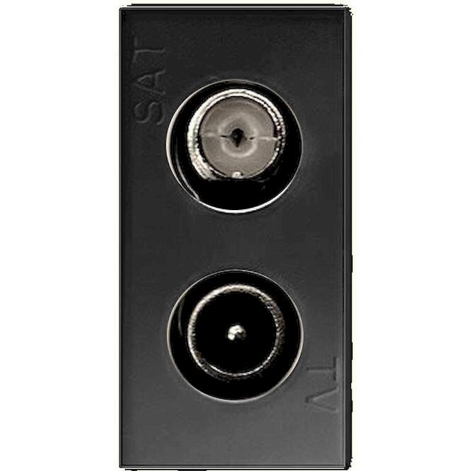 Πρίζα TV-SAT διελεύσεως 1 θέσης Μαύρη 10db 2 εξόδων