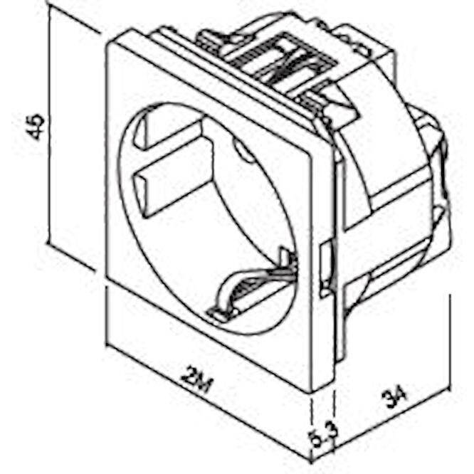 Πρίζα σουκο 2 θέσεων  Λευκή 2Ρ+Ε 16Α 250V