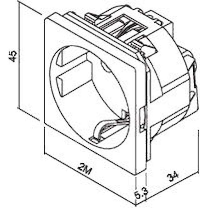 Πρίζα σουκο 2 θέσεων Μαύρη 2Ρ+Ε 16Α 250V