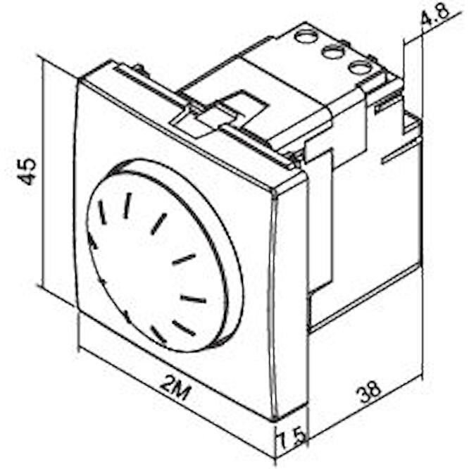 Προγραμματιζόμενος ρεοστάτης 10-100W-VA με περιστροφικό κομβίο ελέγχου και πιεζοδιακόπτη 2 θέσεων Λε